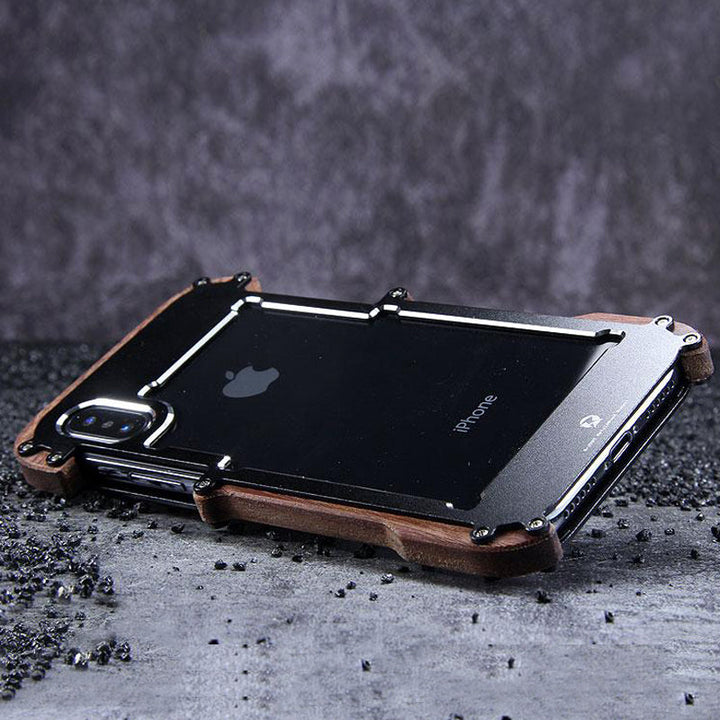 Luxury Metal Aluminum Wood Protective Bumper Case for iPhone X, Xs ,XR or Xs Max