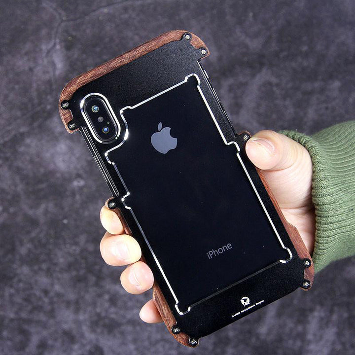 Luxury Metal Aluminum Wood Protective Bumper Case for iPhone X, Xs ,XR or Xs Max