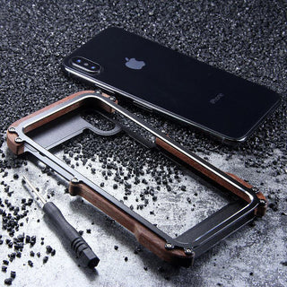 Luxury Metal Aluminum Wood Protective Bumper Case for iPhone X, Xs ,XR or Xs Max