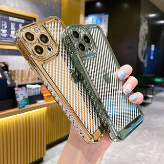 iPhone 14 Series Luxury Transparent Carbon Fiber Shockproof Case