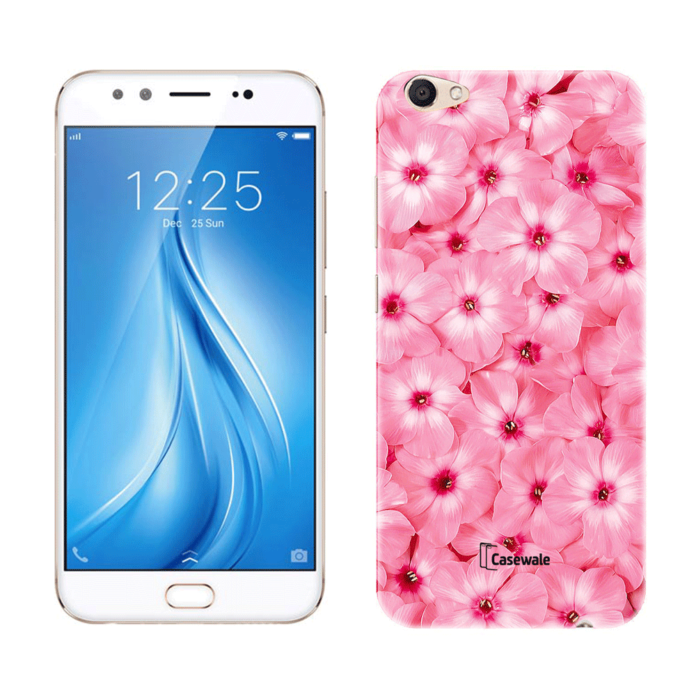 Pink Floral Design Printed Cover for Vivo V5 Plus