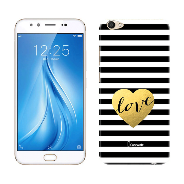 Striped Design Love Printed Cover for Vivo V5 Plus