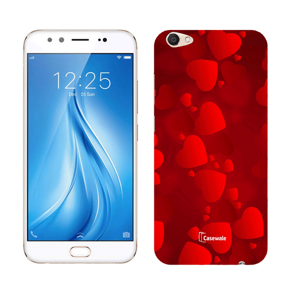 Red Heart Printed Cover for Vivo V5 Plus
