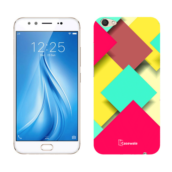 Multi Square Printed Cover for Vivo V5 Plus