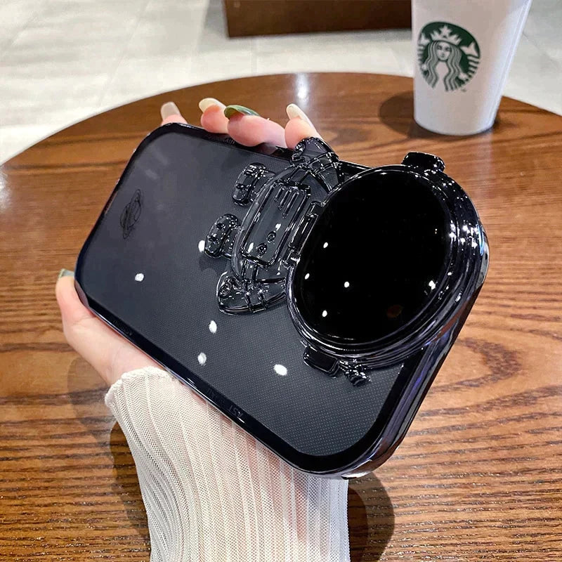 iPhone Series Astronaut Lens Bracket Electroplated Phone Case