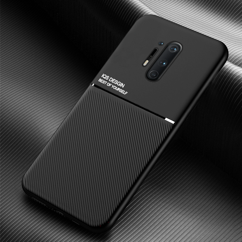 IQS Design Soft Leather Texture Case with Magnetic Car Vent For Oneplus 8 / 8 Pro