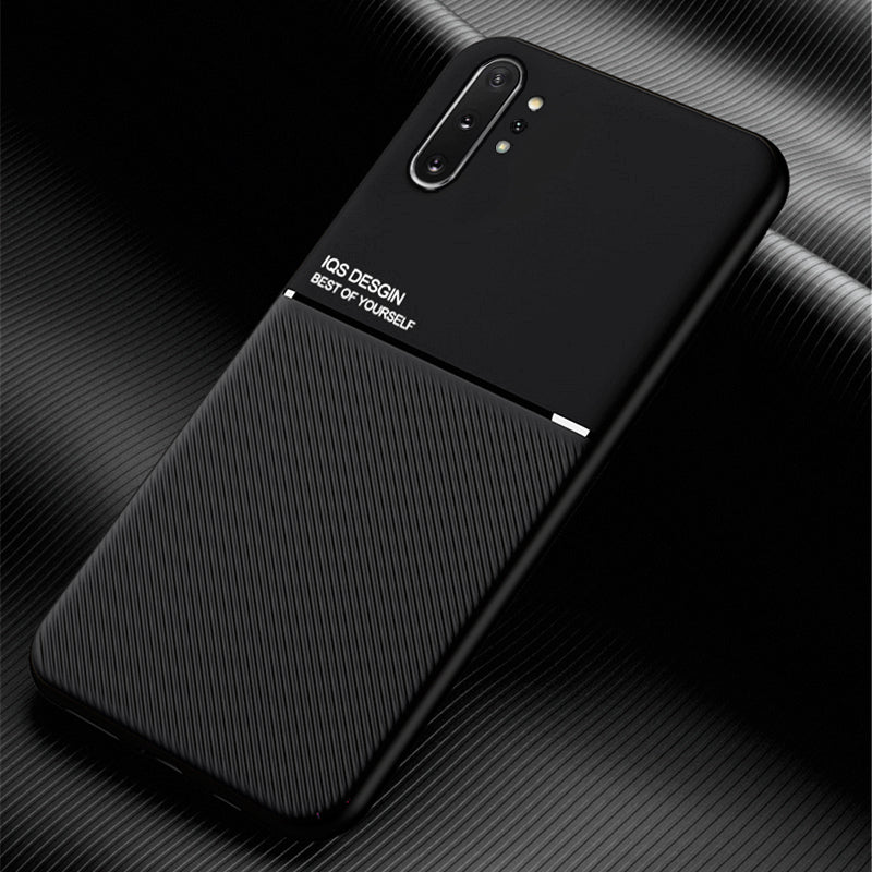 IQS Design Soft Leather Texture Case with Magnetic Car Vent for Galaxy Note 10 Series
