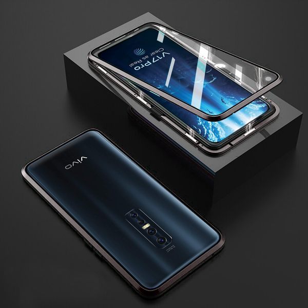 Double Sided Aluminum Metal Glass Case for Vivo V17 Pro