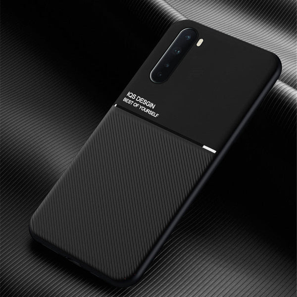 IQS Design Soft Leather Texture Case with Magnetic Car Vent for Oneplus Nord