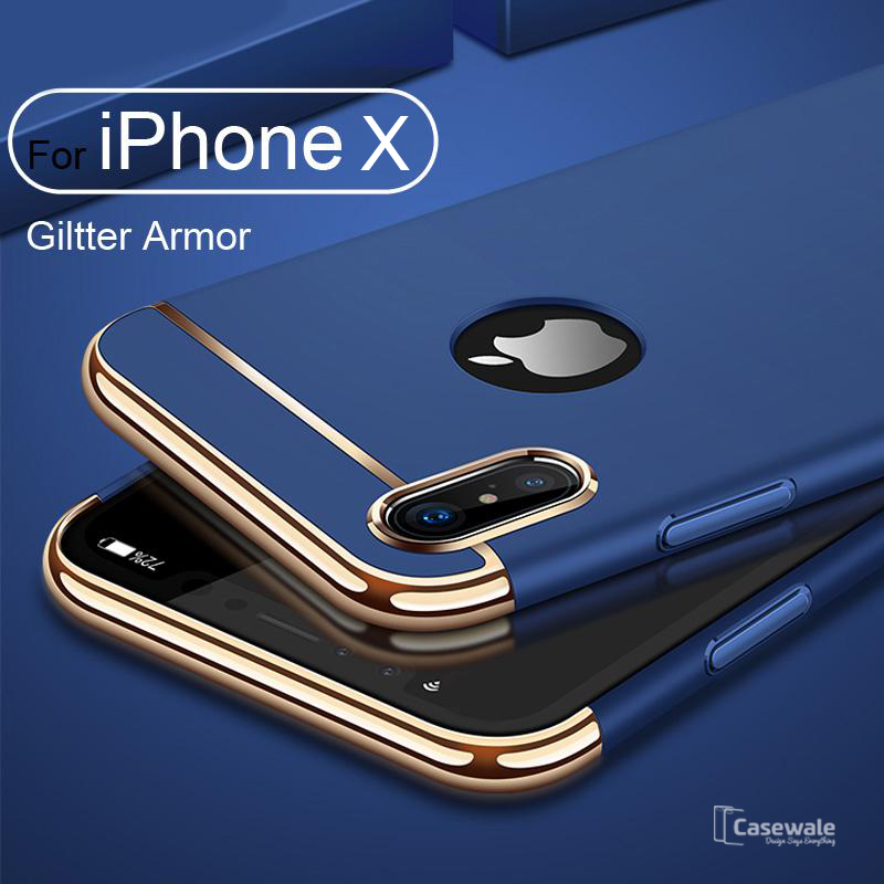Luxury Electroplating 3 in 1 Case for iPhone X
