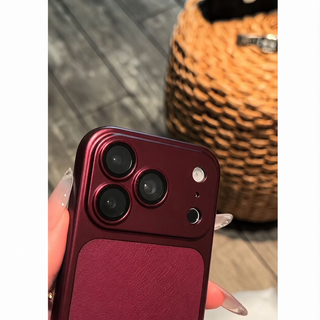 Burgundy converter case — camera surround detail