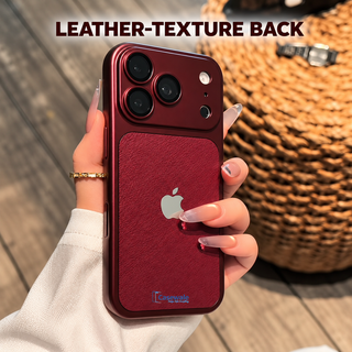 Leather-texture back feature in the original warm lifestyle photo style