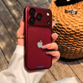 Burgundy leather-back iPhone case variant photo with Casewale watermark