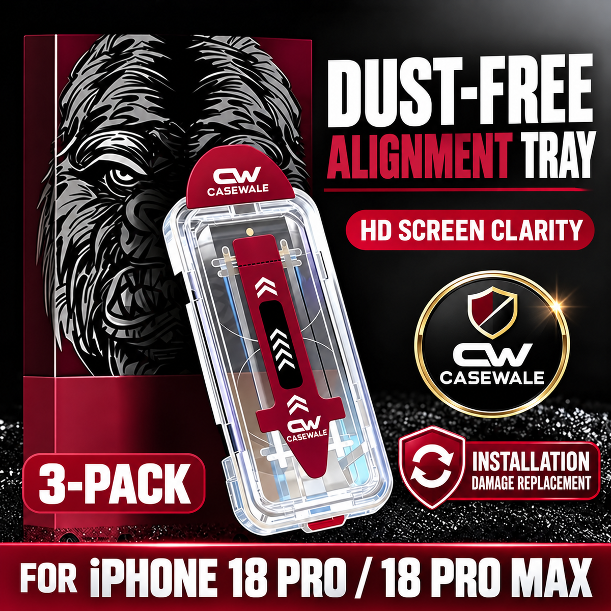 Casewale HD Shield screen protector and alignment tray for iPhone 18 Pro and 18 Pro Max
