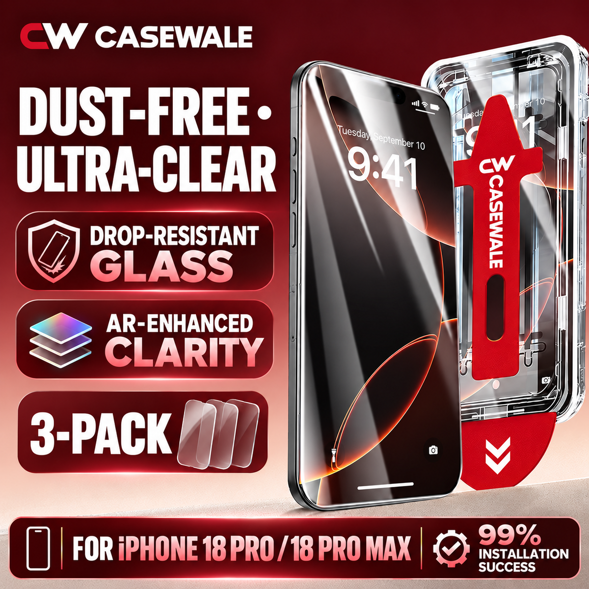 Casewale HD Shield screen protector clarity for iPhone 18 Pro and 18 Pro Max