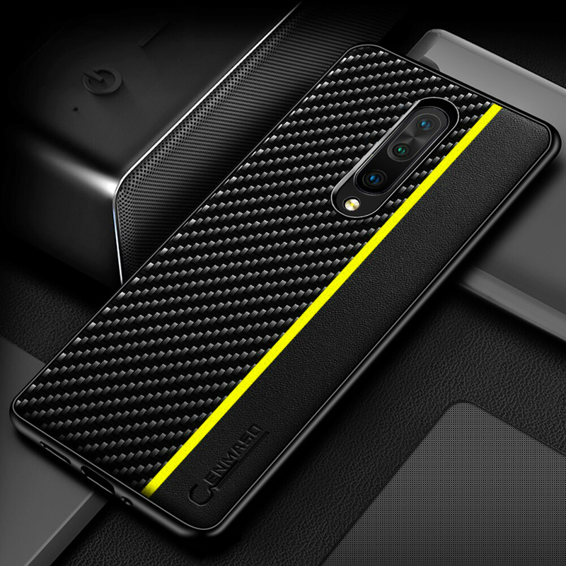 Original CENMASO Carbon Fiber PU Leather Case For OnePlus 8 / 8 Pro