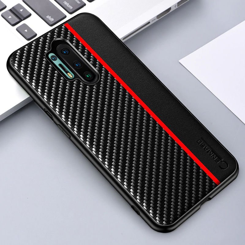 Original CENMASO Carbon Fiber PU Leather Case For OnePlus 8 / 8 Pro
