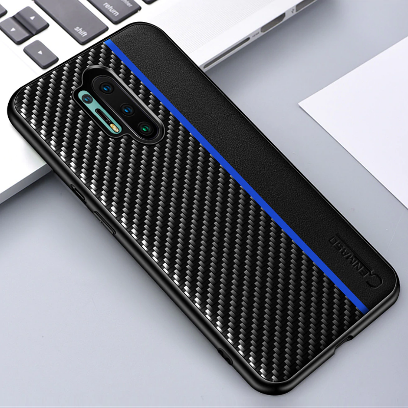 Original CENMASO Carbon Fiber PU Leather Case For OnePlus 8 / 8 Pro