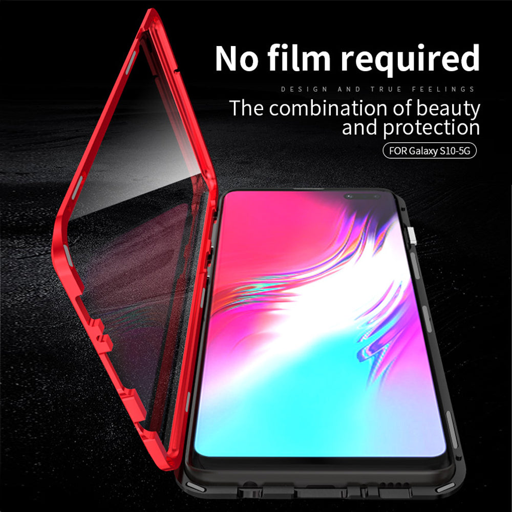 LUPHIE Double Sided Aluminum Metal Glass Case for Galaxy S10/ S10 Plus