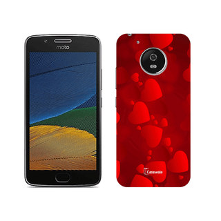 Red Heart Printed Cover for Moto G5 Plus