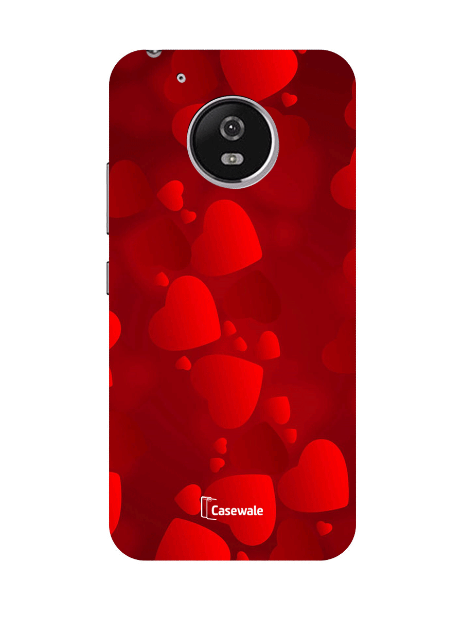 Red Heart Printed Cover for Moto G5 Plus
