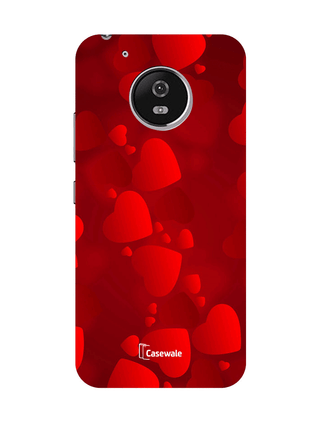 Red Heart Printed Cover for Moto G5 Plus