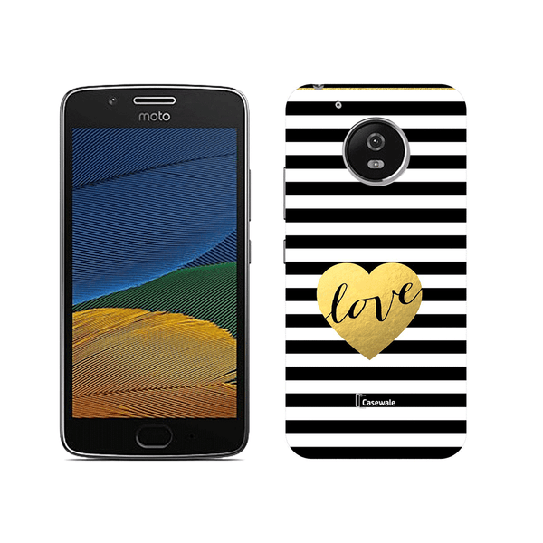 Striped Design Love Printed Cover for for Moto G5 Plus