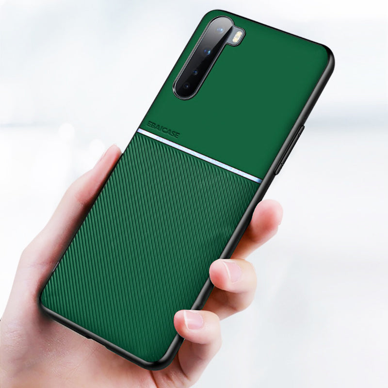 IQS Design Soft Leather Texture Case with Magnetic Car Vent for Oneplus Nord