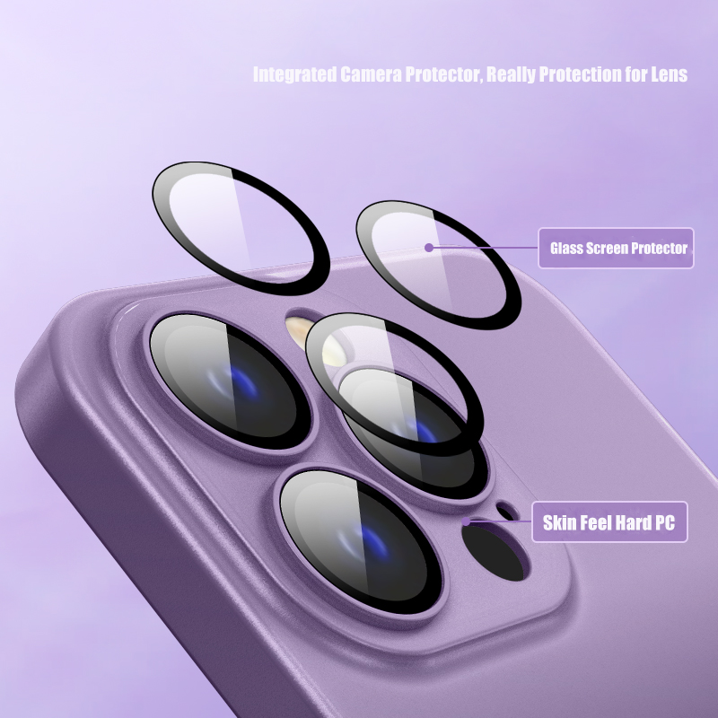 iPhone 14 Series Gradient Frosted Lanyard Case with Lens Protector & Wrist Strap
