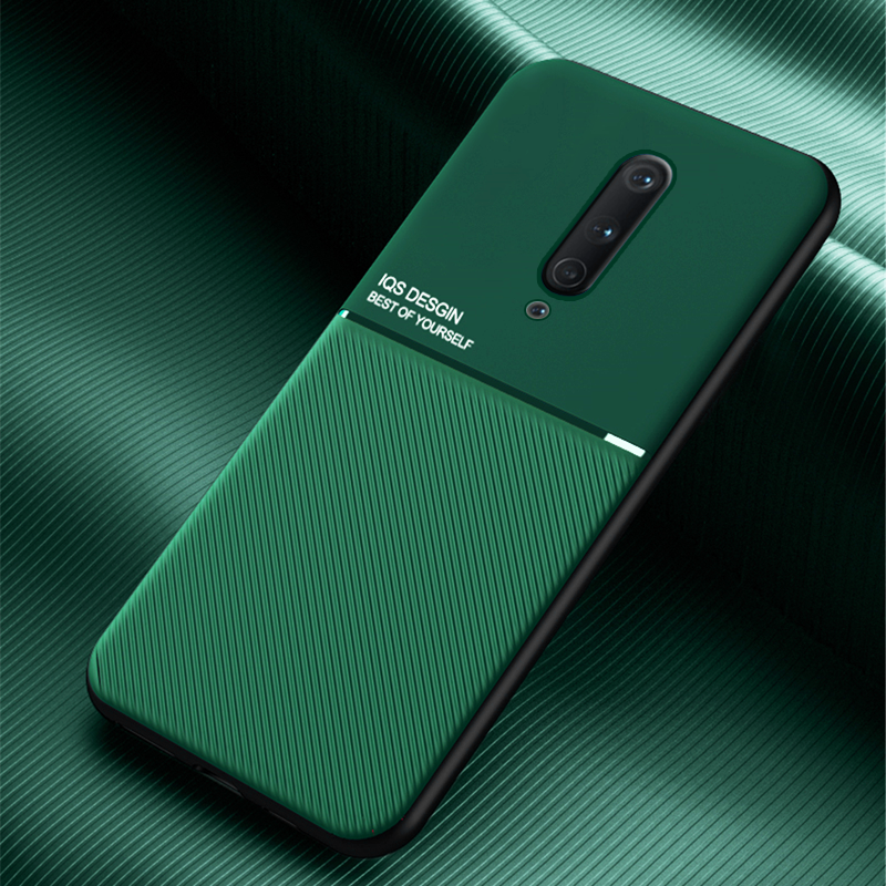 IQS Design Soft Leather Texture Case with Magnetic Car Vent For Oneplus 7T / 7T Pro