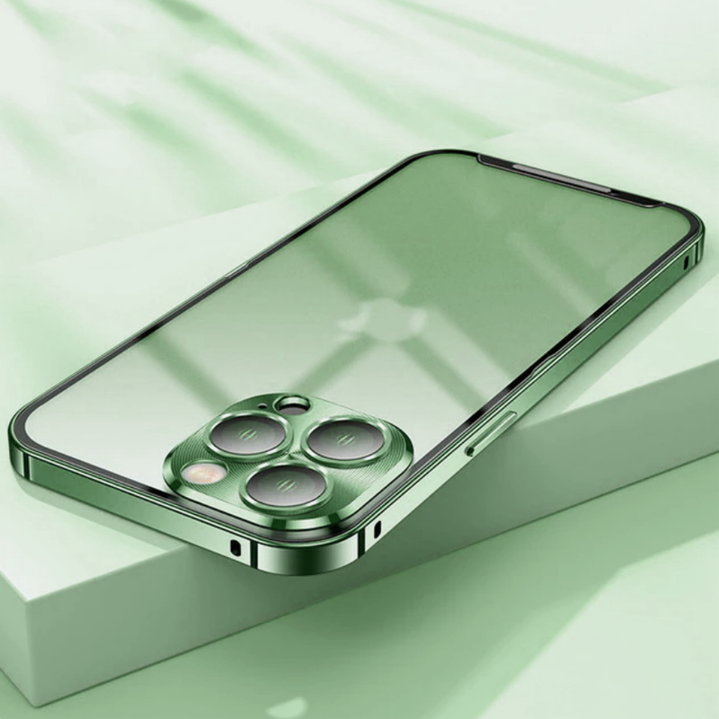 iPhone 14 Series Metal Lock Bumper Case with Lens Ring Protection