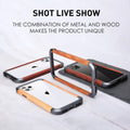 R-JUST Luxury Aluminum Metal Wood Bumper Case for iPhone 11 Series