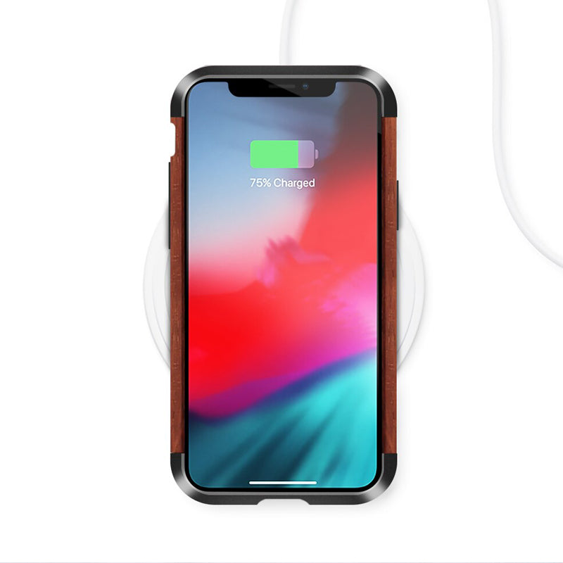 R-JUST Luxury Aluminum Metal Wood Bumper Case for iPhone 11 Series