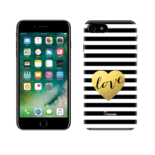 Striped Design Love Printed Cover for Apple iPhone 7