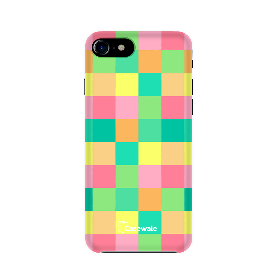 MultiColor Squares Printed Cover for iPhone 7, 7 Plus