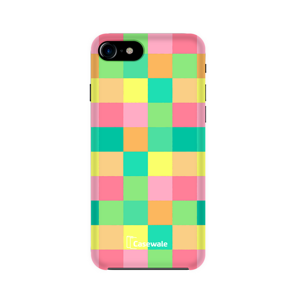 MultiColor Squares Printed Cover for iPhone 7, 7 Plus