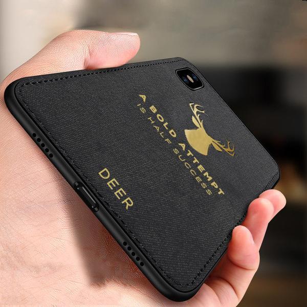 Luxury Gold Textured Deer Pattern Soft Case For iPhone X