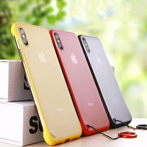 Luxury Frameless Semi Transparent Ring Finger Case for iPhone X Series