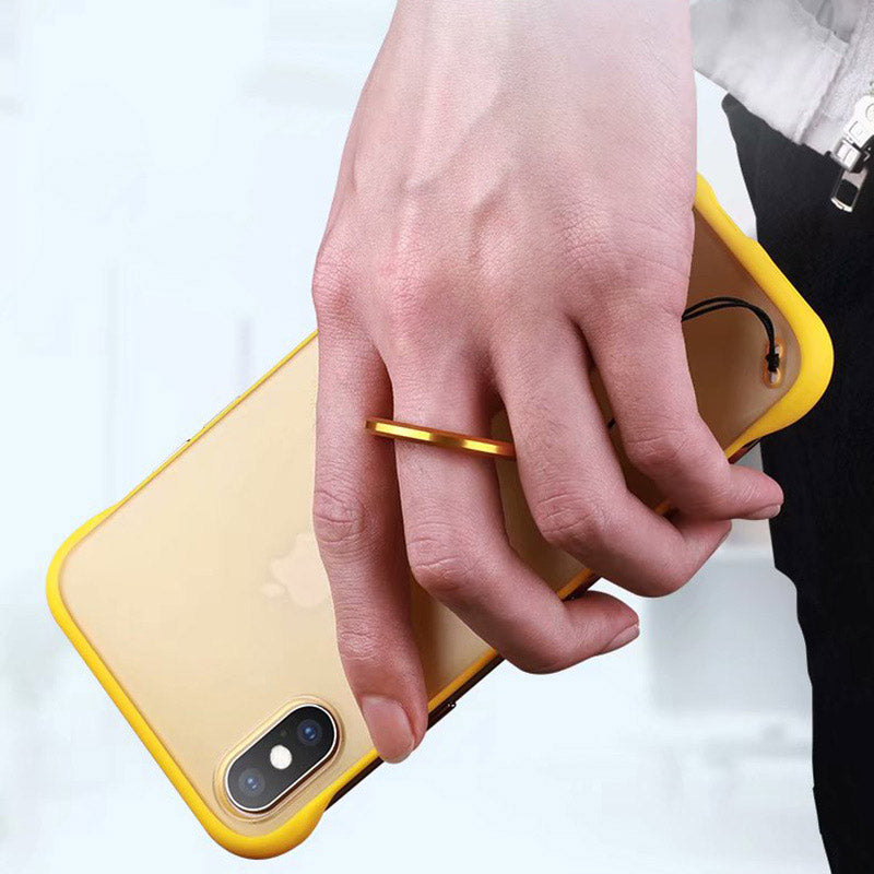 Luxury Frameless Semi Transparent Ring Finger Case for iPhone X Series