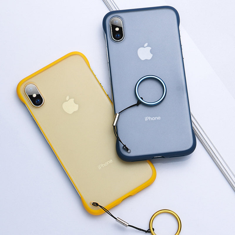 Luxury Frameless Semi Transparent Ring Finger Case for iPhone X Series