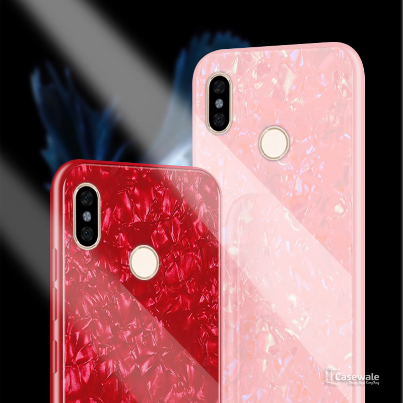 Luxury Marble Pattern Tempered Glass Case for Redmi Y2