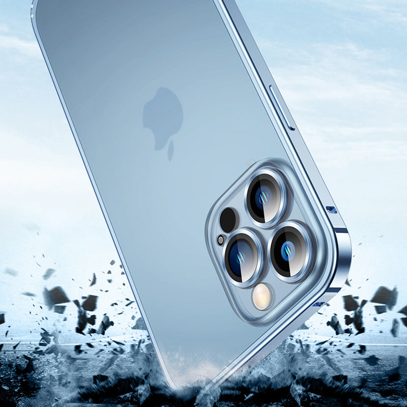 iPhone 14 Series Metal Lock Bumper Case with Lens Ring Protection