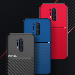 IQS Design Soft Leather Texture Case with Magnetic Car Vent For Oneplus 8 / 8 Pro