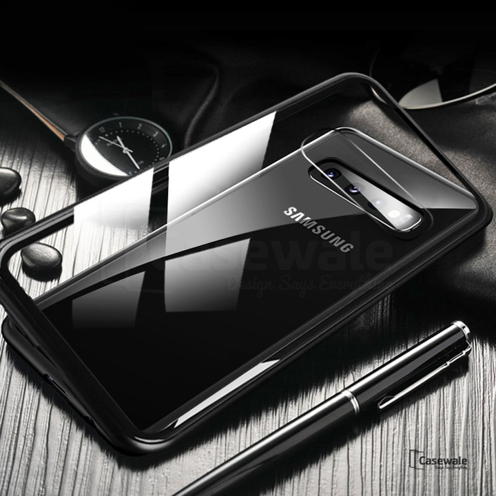 Electronic Auto-Fit Magnetic Glass Case for Galaxy S10/ S10 Plus