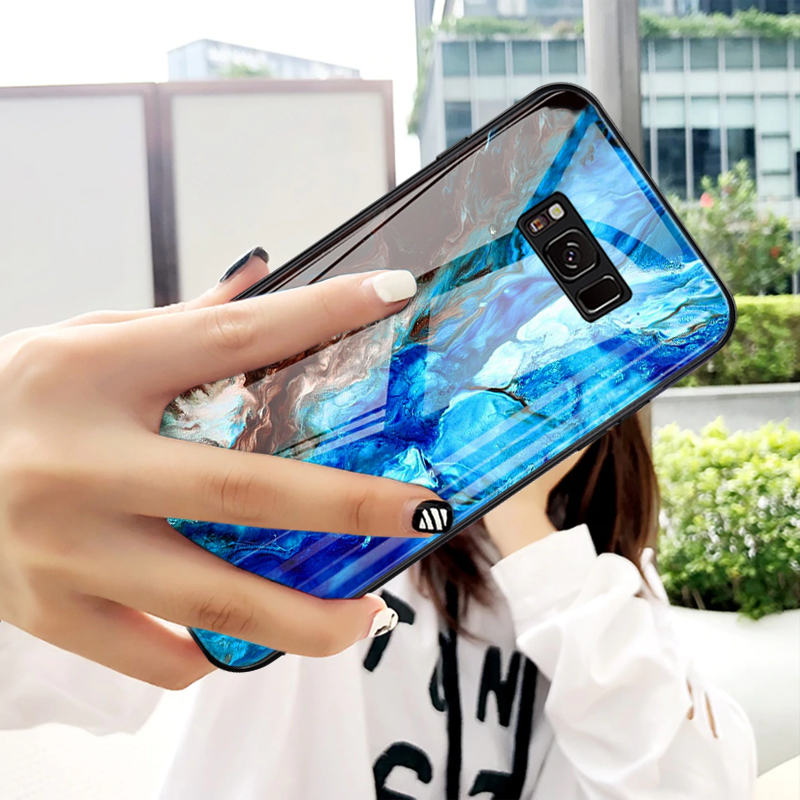Luxury Artistic Marble Glass Case for Galaxy S8/ S8 Plus