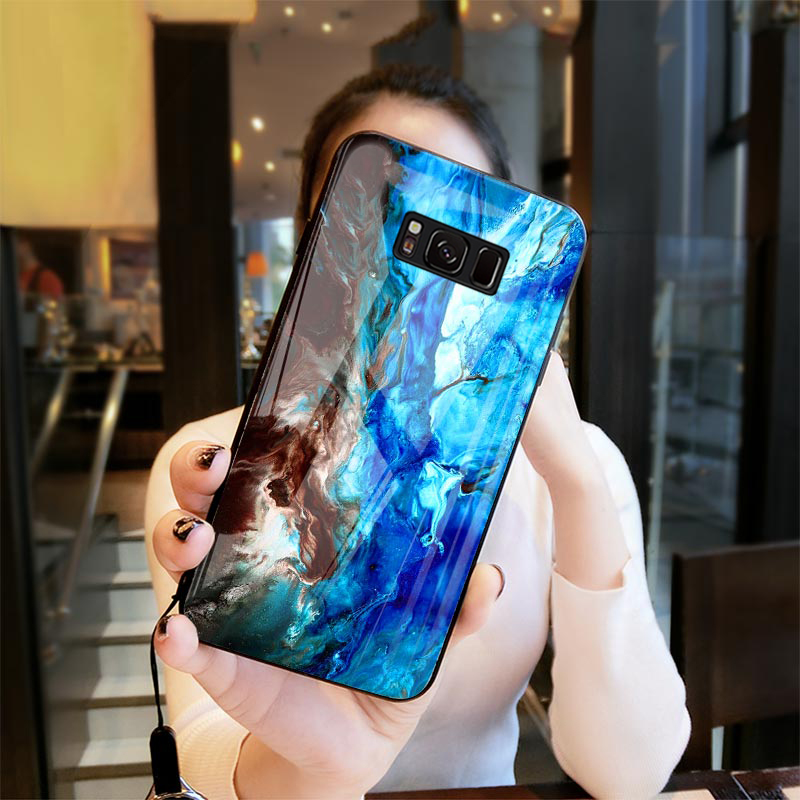 Luxury Artistic Marble Glass Case for Galaxy S8/ S8 Plus