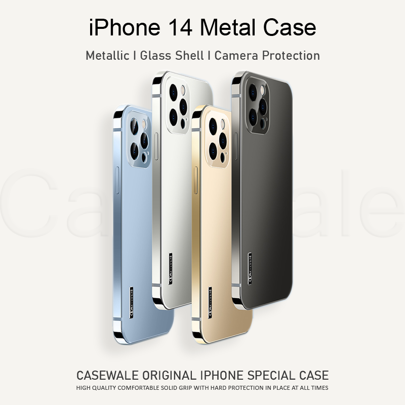iPhone 14 Series Metal Camera Protective Shell Glass Case