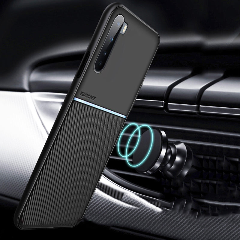 IQS Design Soft Leather Texture Case with Magnetic Car Vent for Oneplus Nord