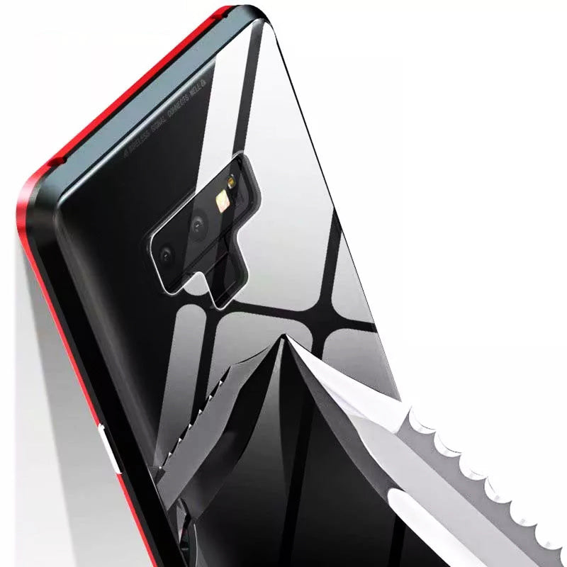 LUPHIE Double Sided Aluminum Metal Glass Case for Galaxy Note 9