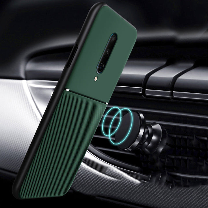 IQS Design Soft Leather Texture Case with Magnetic Car Vent For Oneplus 7 / 7 Pro